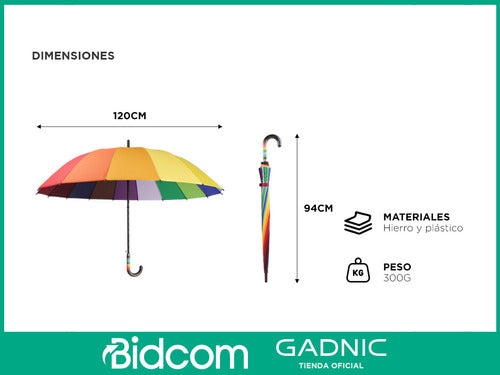 Gadnic Classic Reinforced Long Semi-Automatic Umbrella 16 Ribs 3