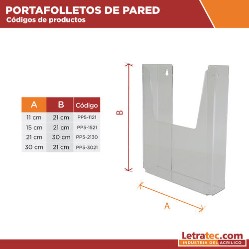 LETRATEC Acrylic Wall Brochure Holder A4 PP5-3021-6 Pack/6 2