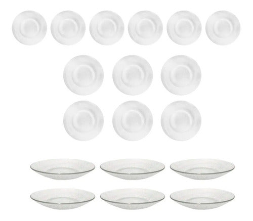 Durax Set 18 Plates Glass Durax Tableware Shallow Deep Dessert Offer 0