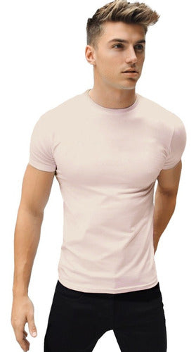 Men's Fitted Elastane T-Shirt - Lisbon Model Pink 17