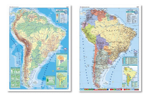 Mundo Cartografico Mapa Mural Plastificado América Del Sur Bifaz 95x130cm 0