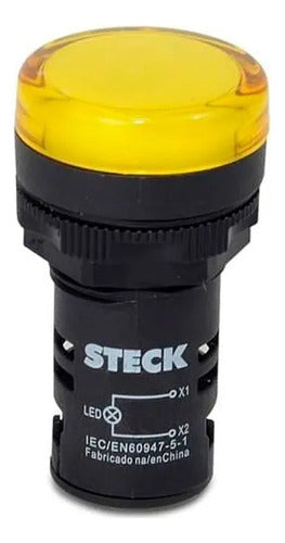 Sinaleiro Max Boton Amarelo 24v Led Steck 0