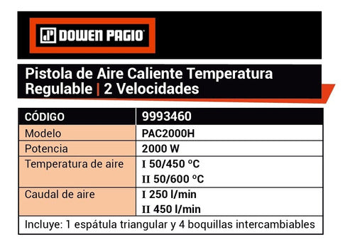 Dowen Pagio Heat Gun 2000 W with High-Quality Case 1