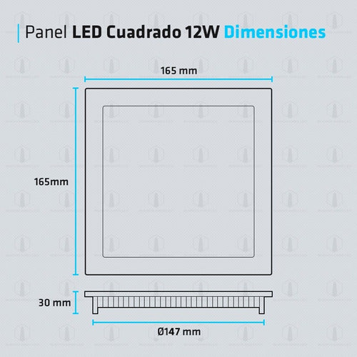 Square Recessed 12W White LED Panel Light Pack of 10 Premium 3
