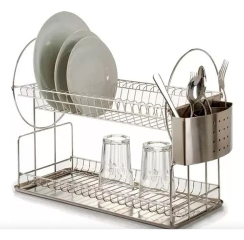 Crystal Rock 2-Tier Stainless Steel Dish Rack with Large Cutlery Tray 0