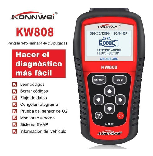 Konnwei KW808 Universal Automotive Diagnostic Scanner OBD2 3