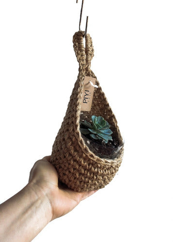 Piyi.teje Hanging Pot Holder Made of Natural Fiber 2