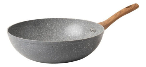 RI Wok Sarten Antiadherente Ceramico Mango Silicona 30cm Grande 0