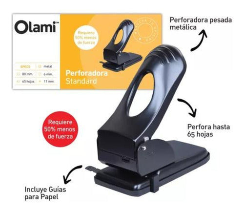 Olami Heavy-Duty Paper Puncher for 65 Sheets with Reduced Effort 1