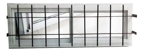 Aberturas Tigre Aluminum Window White 150x60 Full Glass 4mm with Iron Grille 1