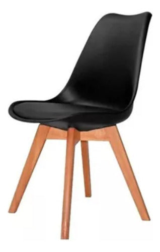 Welaman Silla De Comedor Acolchonada Eames Negra Patas De Madera 1