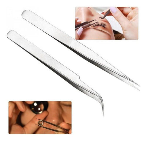 Navina Curved and Straight Tweezers for Eyelash Extensions 0