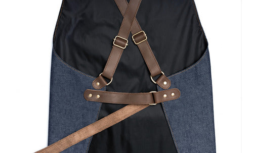 VAROS Alcalá Personalized Denim Apron with Leather Accents 6