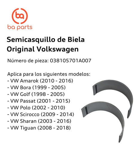 Connecting Rod Half Shell Tiguan 2008 to 2018 1