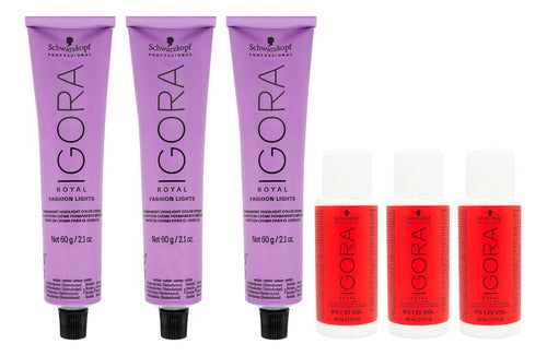 Schwarzkopf Igora Fashion Lights Kit X3 Tinturas + Oxidantes 0