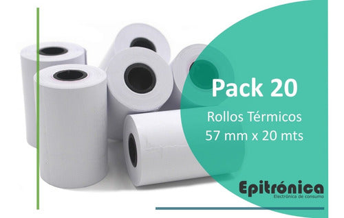 Pack of 20 Thermal Paper Rolls 57x20 for POS Terminals and Scales 1