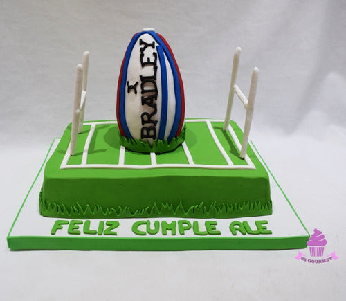 SS GOURMET Torta Rugby Balon Cancha Tematica Personalizada - 30 Persona 0