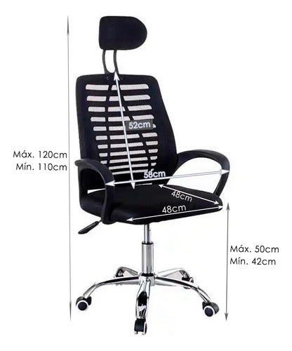 NOffice Black Mesh Office Desk Swivel Chair with Armrests 5