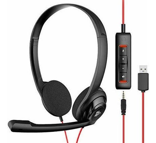 Auriculares Pc 35 M.m/usb Oficina Call Center Mic Plegable 0