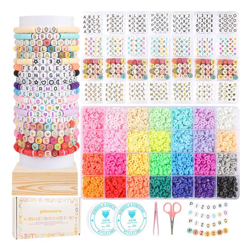 Pizooro Kit De 5040cuentas+1200 Cuentas De Letras Para Hacer Pulsera 0