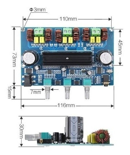 Placa Amplificadora Audio 2.1 200w Rms 2x50+100w Bluetooth 3