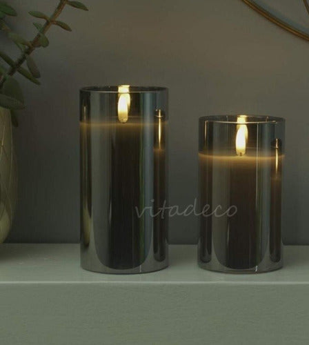 LED Flickering Candle with Glass Stand 2