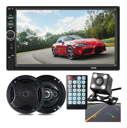 Smart Tech Double DIN Touchscreen Bluetooth Car Stereo with Speakers 0