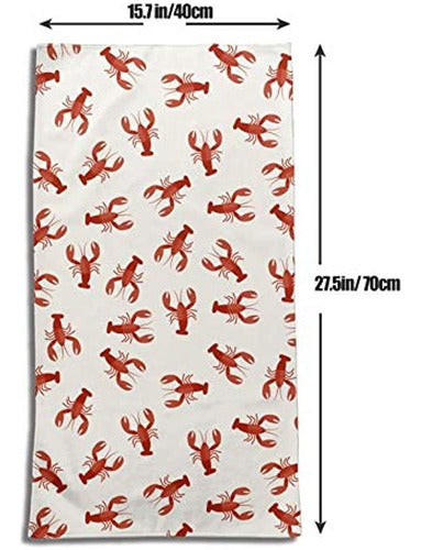 Dujiea Red Lobsters Crawfish Kitchen Soft Towel 4