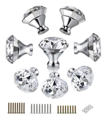 BTSKY 8 Clear Glass Crystal Cabinet Knobs - Diamond Shape 0