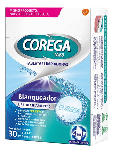 Tabletas Corega Combine White Blanqueador X 30 Unidades 0