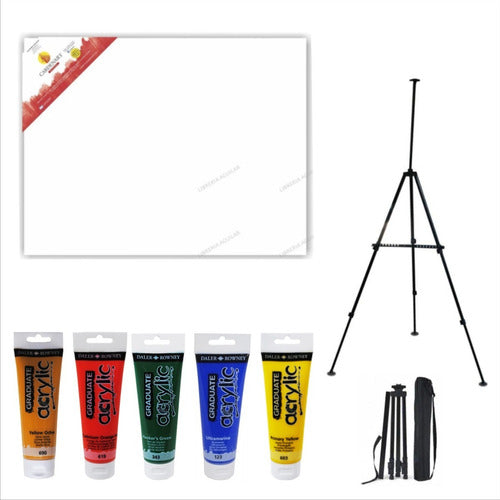 Acrylic Art Kit with Foldable Easel and Canvas Frame for Painting Set 0