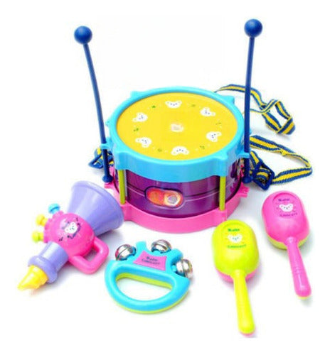 5 Kids Roller Drum Musical Instruments Band Kit for Children 0