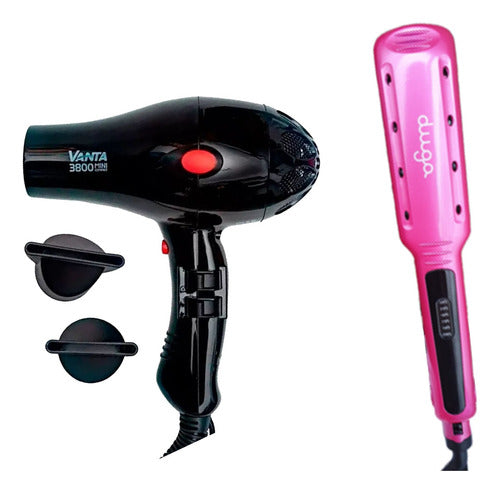 Vanta Set Profesional Secador + Planchita Duga D207 Rosa 9c 1