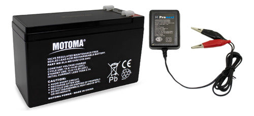 Combo Bateria 12v 9ah Motoma + Cargador Automatico 12v 1.4a 0