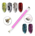 Magnetic Double-Ended Cat Eye Gel Nail Pen with Flower and Stripes Design 1