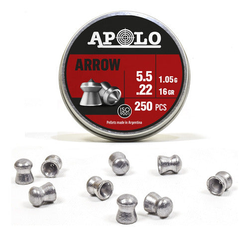 Balines Apolo Arrow Cal 5,5mm - 16gr  Lata X250 0