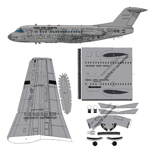 Fokker F28 TC-52 Argentina Air Force Esc 1.70 Papercraft 0