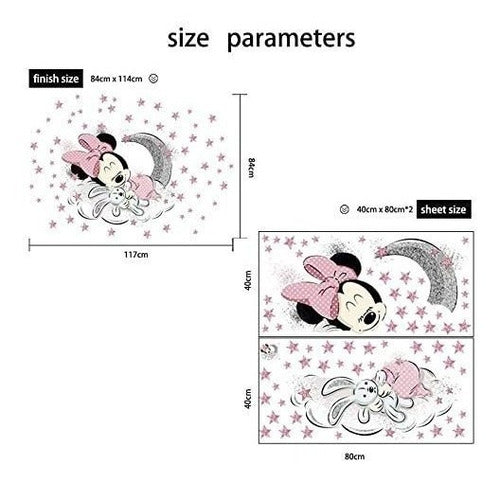 SchwartsCount Minnie Mouse Wall Decals, Removable Vinyl 40x60cm 6