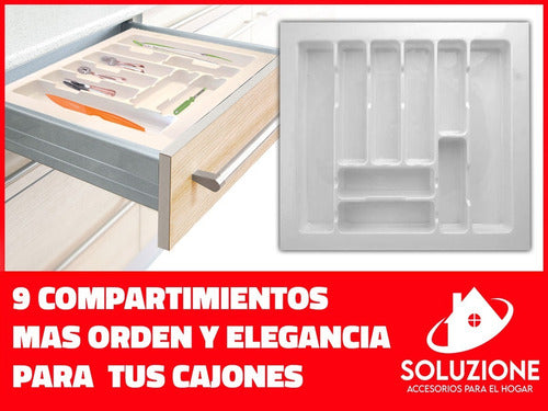 Soluzione Cubiertero Organizador Plástico Cocina Hogar Casa 50x49 Cm 7