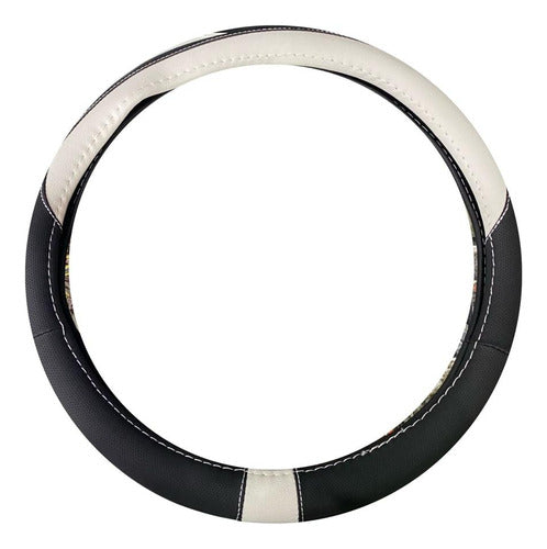 Universal 38cm Black-White Steering Wheel Cover for Aveo Spin Onix Astra 0