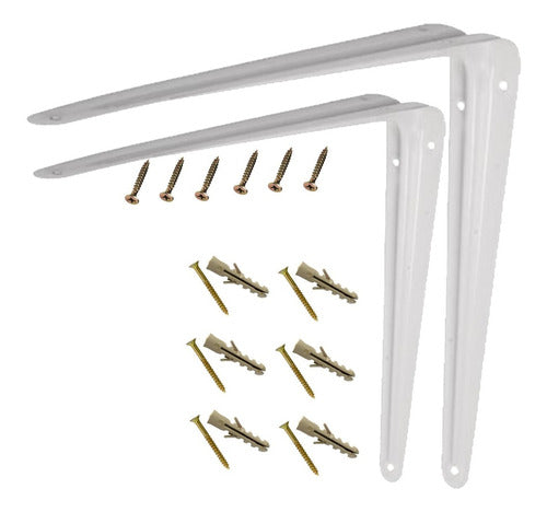 Reinforced White Brackets for Shelving 2 Units 25x30cm 0