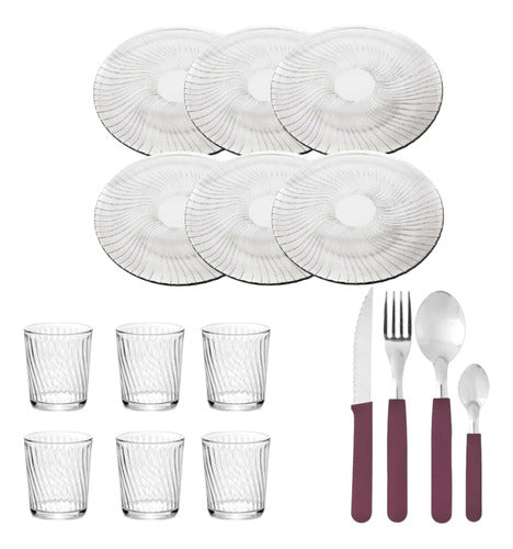 Durax Plato Playo Cubiertos Vaso 36 Piezas 0