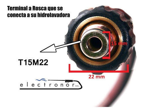 Electronor SRL Universal Pressure Washer Hose with Multiple Couplings - 5 Mts 1