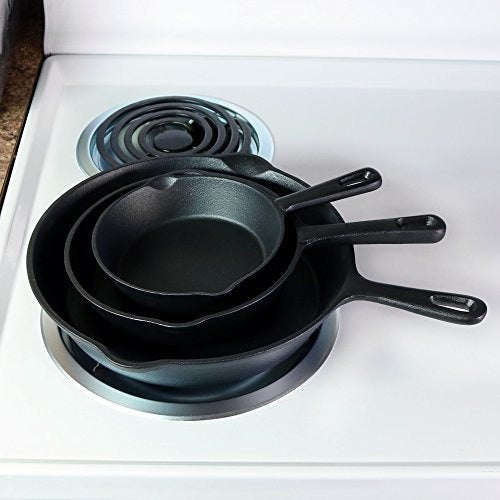 Sunnydaze Cast Iron Skillet 3-Piece Set 3