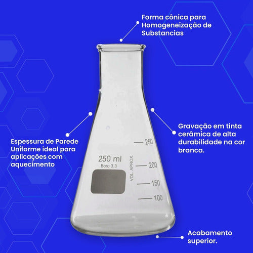 Erlenmeyer De Vidro Boca Estreita Graduado - 2000ml 2