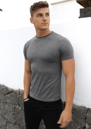 Men's Fitted Elastane T-Shirt - Lisbon Model Pink 13