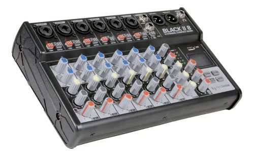 Consola De Sonido Mixer Tecshow Black Ii 8 Usb Bluetooth 0