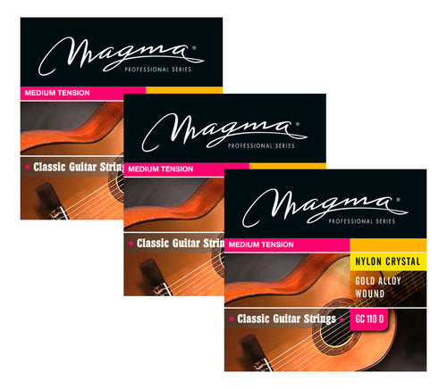 Pack X3 Cuerdas Magma Guitarra Criolla Nylon Dorada Gc110d 0