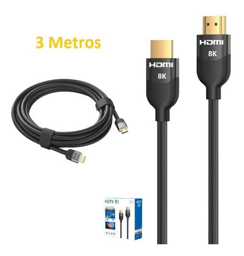 Cable Hdmi 3 Metros /hdtv Ultra Hd / 2,1 / 8k 60hz/4k 120hz 0