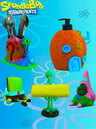 Kit Set Esponjero Bob Esponja Patricio Gary Calamardo Piña 1